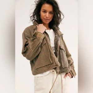 FREE PEOPLE EYES ON YOU SURPLUS OVERSIZED BAGGY JACKET WOMENS XS NWT UTILITY